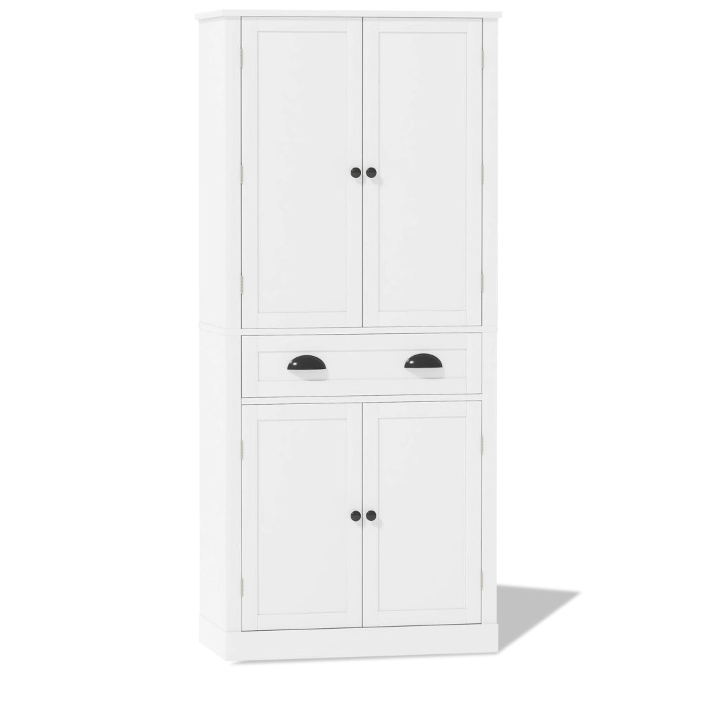 Armadio dispensa bianco 80×40×182 cm con ripiani regolabili e cassetto