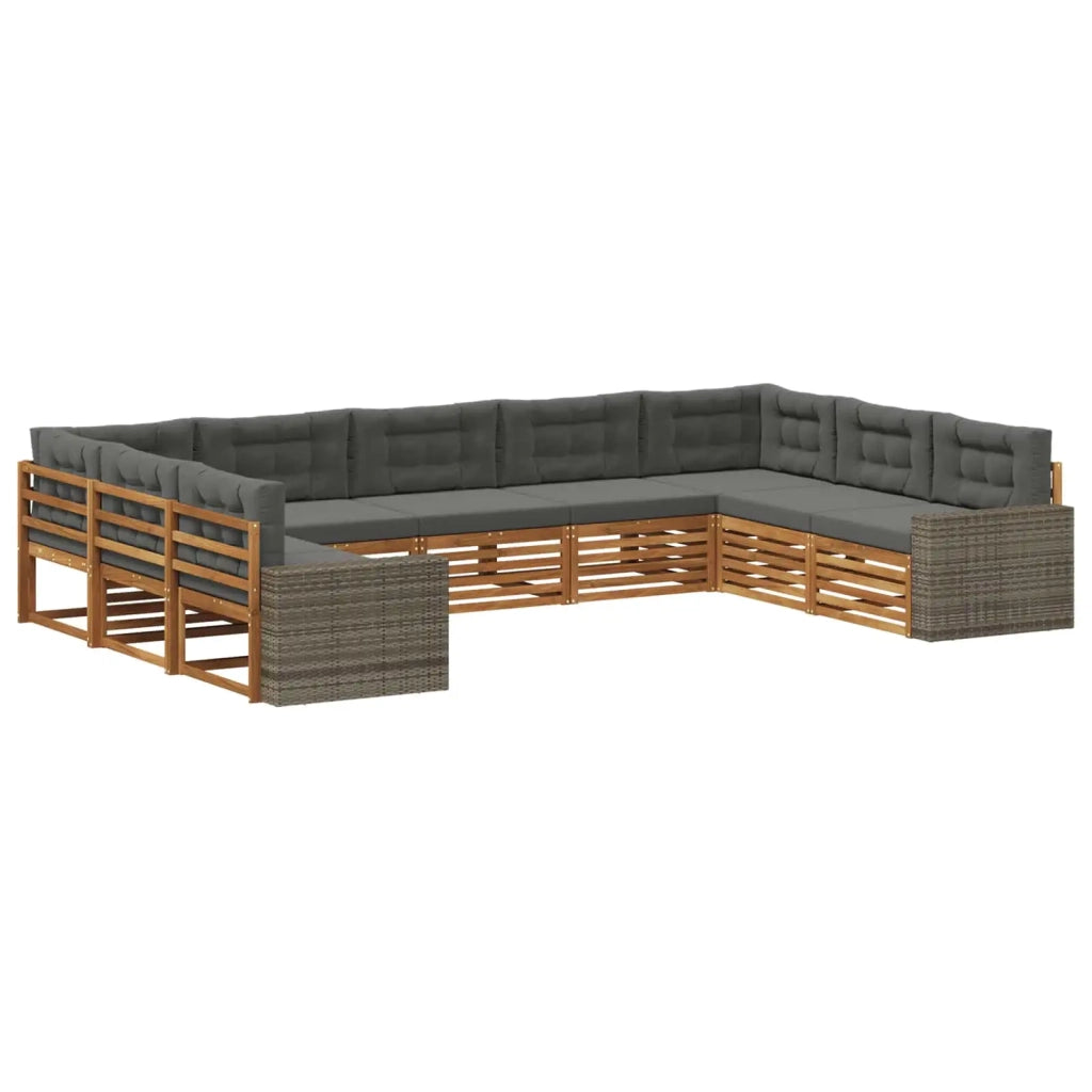 Set di divani da esterno 9 pz Naturale e Antracite 3383850
