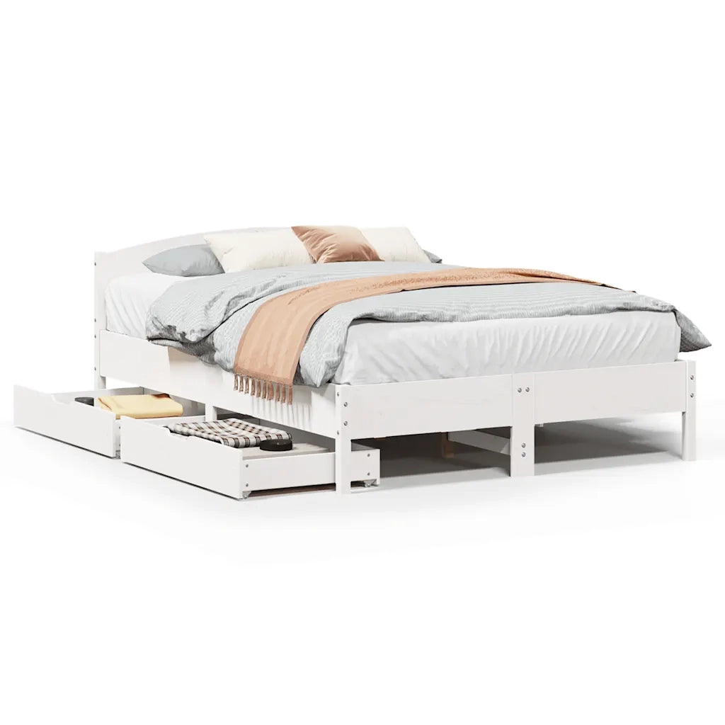 Letto senza Materasso Bianco 140x190 cm Legno Massello di Pino