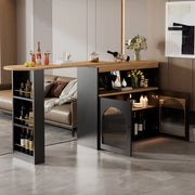 Tavolo Bar Allungabile con LED ¨C MINIMAL ¨C Nero, 138-193x39x105 cm