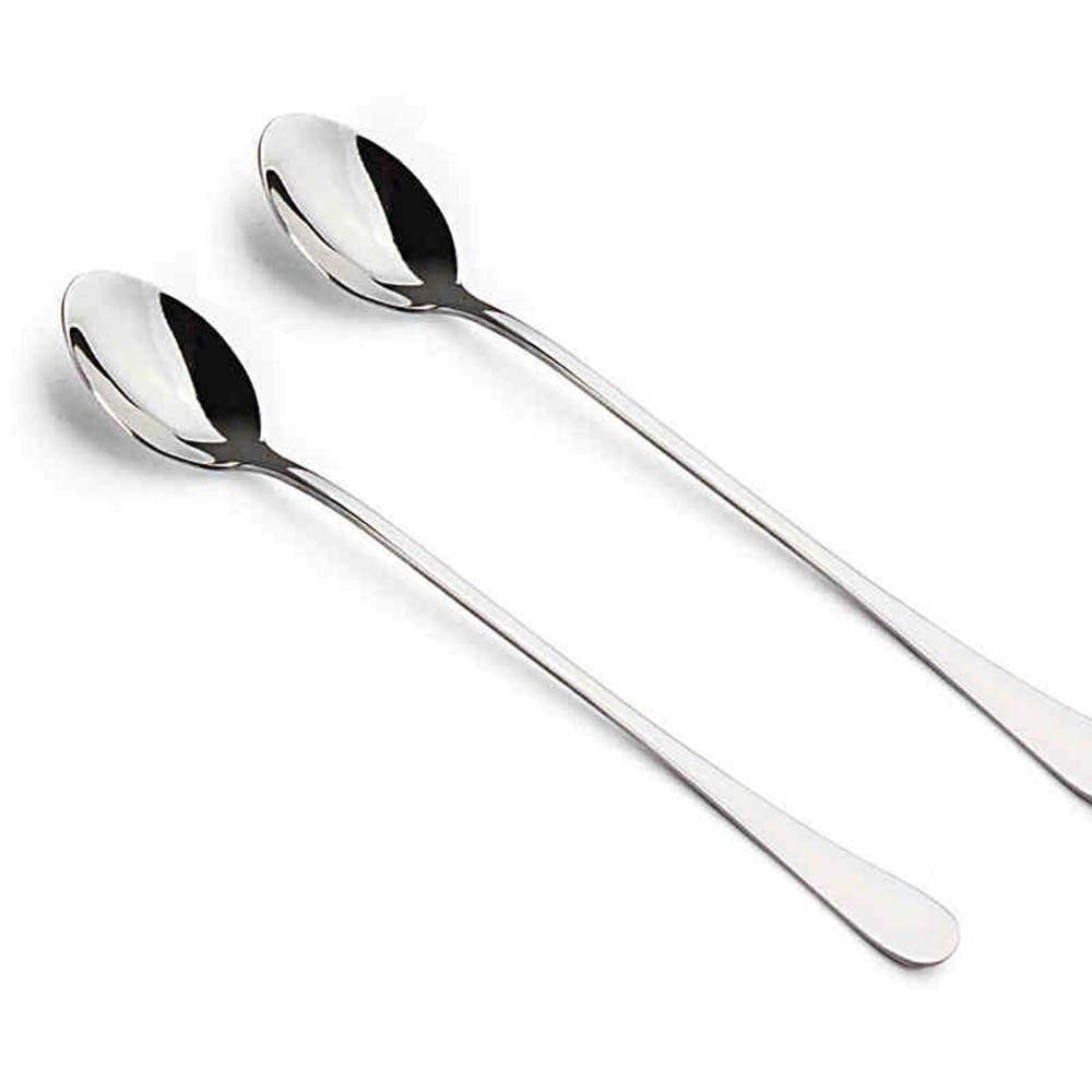Trade Shop - Set 2 Cucchiaio Cucchiai Cucchiaino Con Paletta Lungo 20 Cm Per Gelato Cocktail -