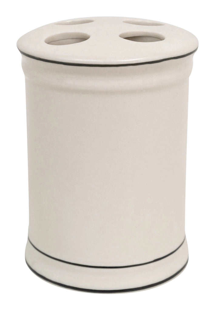 Biscottini Porta spazzolini in porcellana bianca decorata "Le Bain Paris" L8,5xPR8,5xH11,5 cm