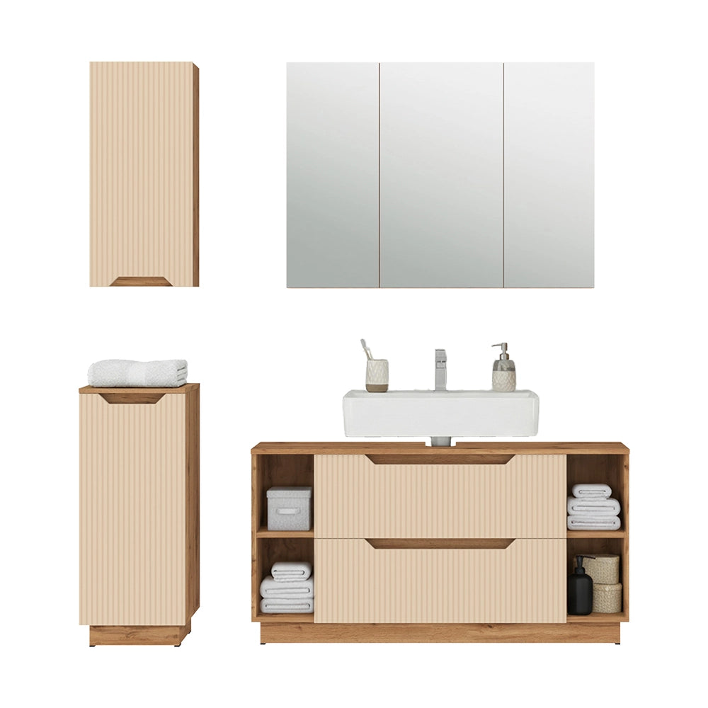 Vicco Set di mobili da bagno Rovere/cashmere a righe 4 parti