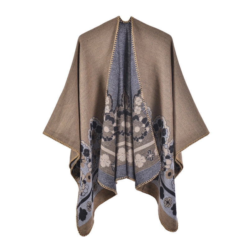 Nuovo scialle diviso in jacquard di cashmere da donna, caldo e spesso.
