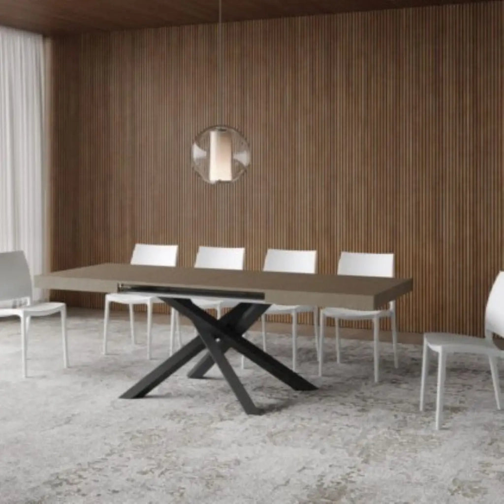 Tavolo allungabile 120/380x90 cm Volantis tortora gambe antracite