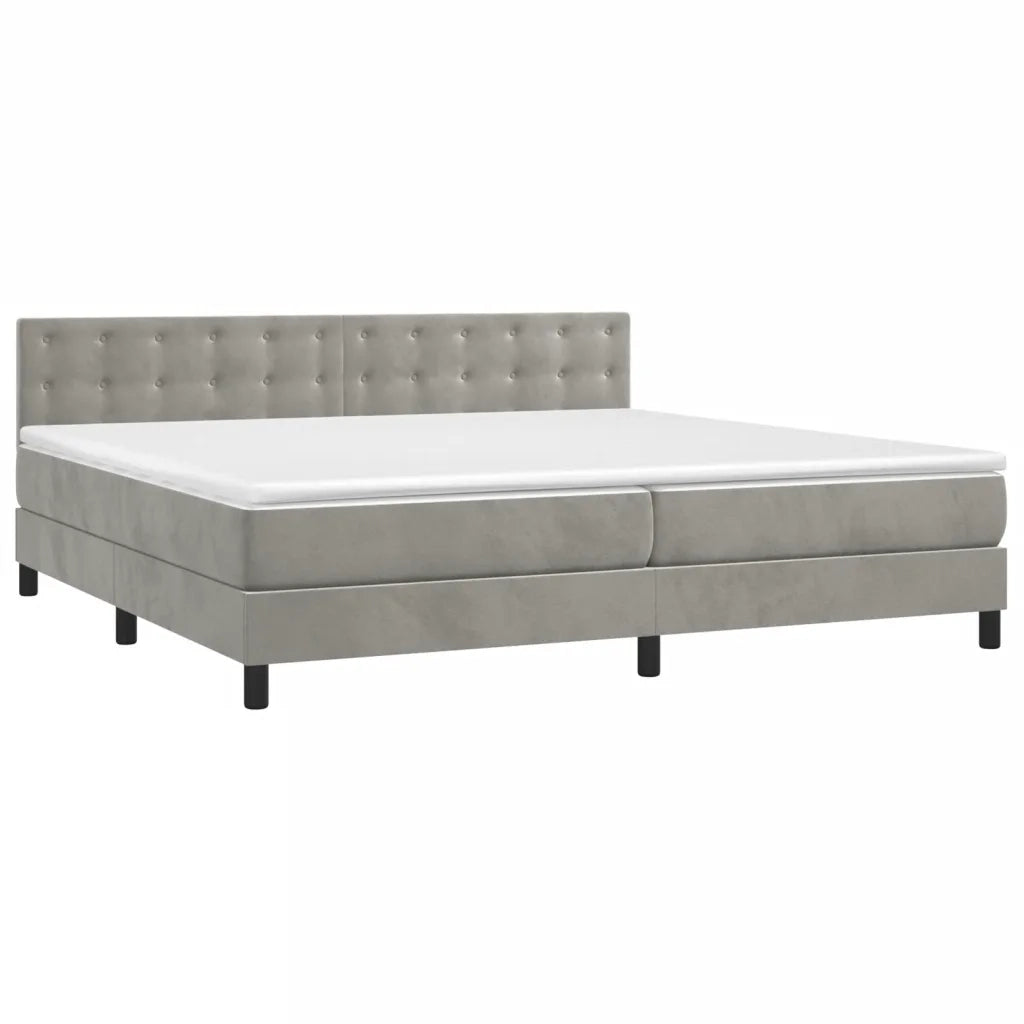 Letto a Molle con Materasso e LED Grigio Chiaro 200x200 cm Velluto 3134663