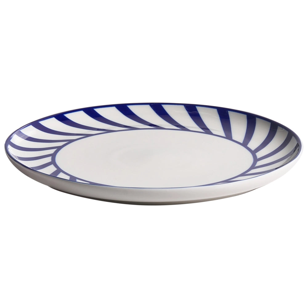 Servizio da tavola in porcellana bianco e blu 24 pezzi finitura smaltata bordo decorativo per 4 persone realizzato a mano per sala da pranzo e cucina