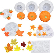 Set di Malli in Silicone per Festa d'Autunno - 7 pezzi, comprensivo di Zucca e Foglia di Quercia - Decorazioni DIY per Halloween e Thanksgiving