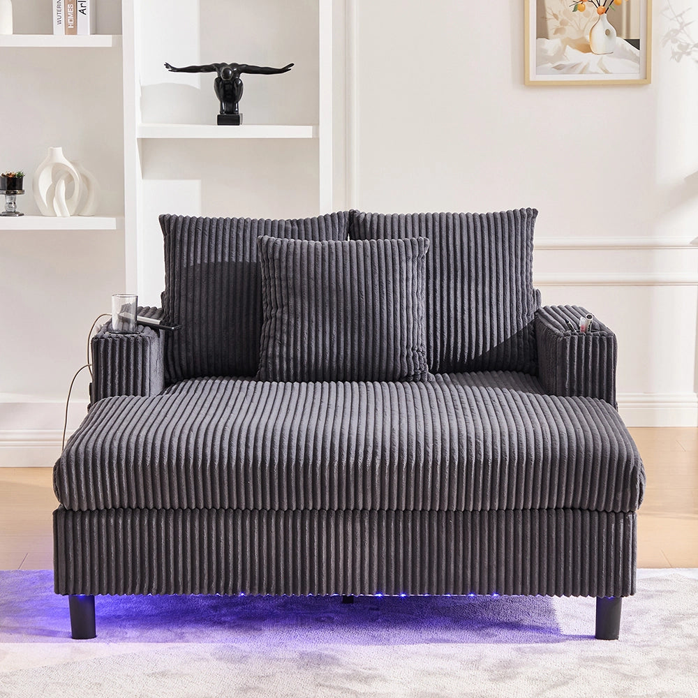 Poltrona letto spaziosa e morbida - Xylo - Portabicchieri laterali, porte USB, illuminazione LED integrata