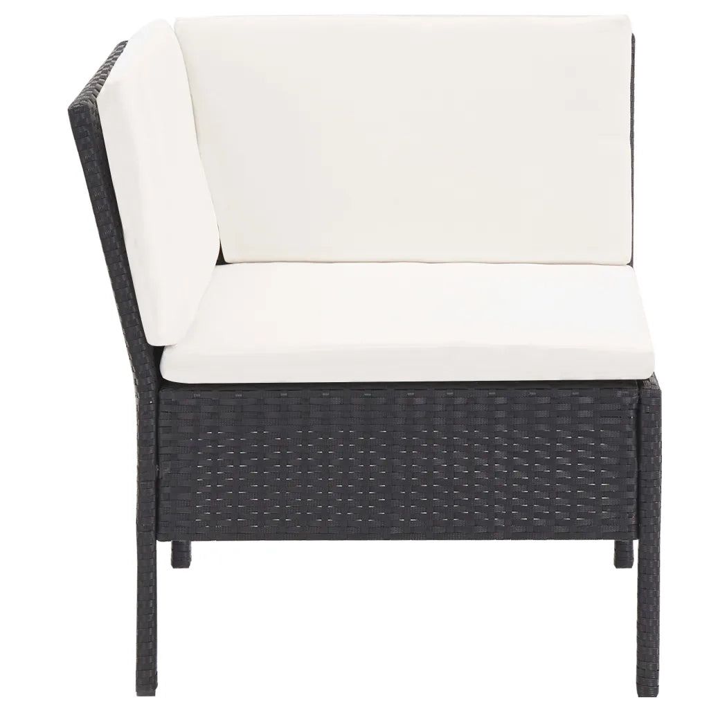 Set Divani da Giardino 6 pz con Cuscini in Polyrattan Nero 48936
