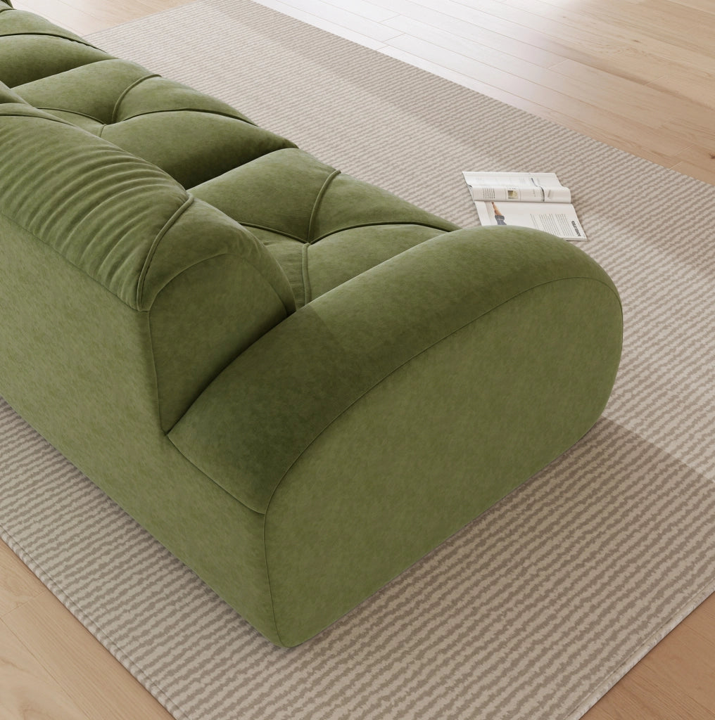 Divano modulare senza struttura in ciniglia verde 281×171×76 cm
