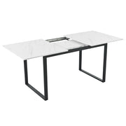 Tavolo da Pranzo Allungabile con Piedini Regolabili e Piano Effetto Marmo per Sala da Pranzo in MDF 140/180x80x75 cm Bianco
