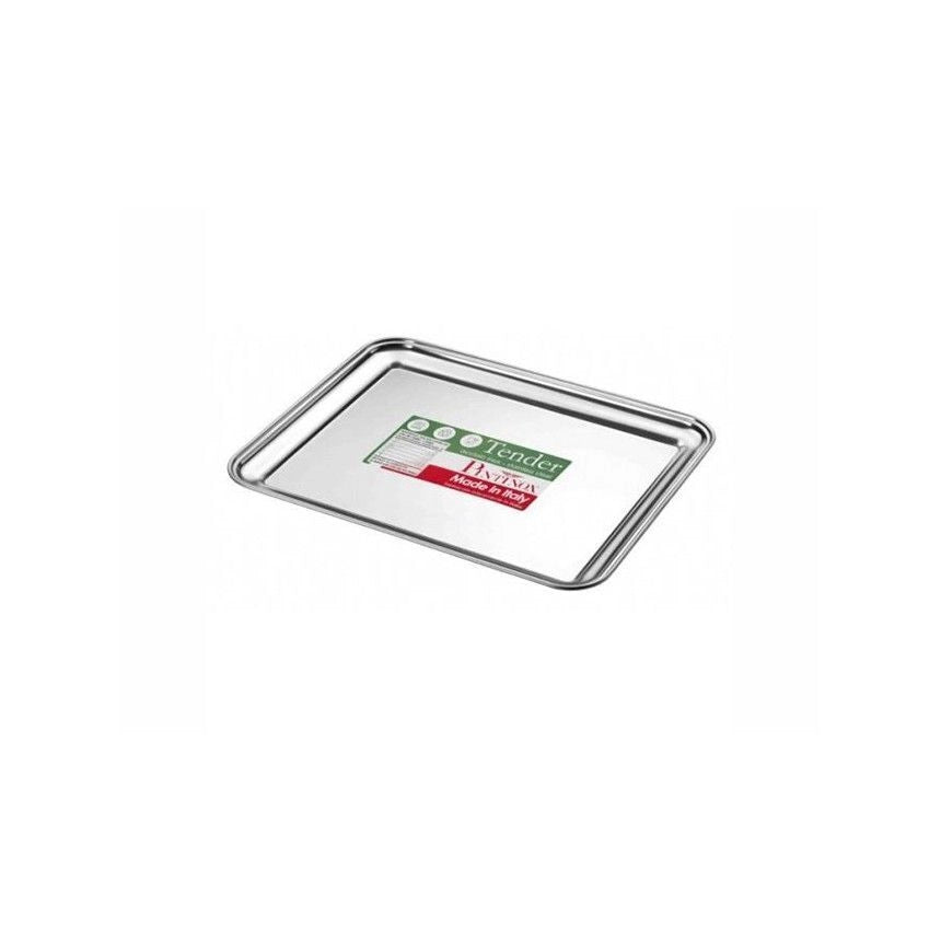 PINTINOX 53827248 TENDER Vassoio Rettangolare in Acciaio INOX 18-10 AISI 430 48x37x2 cm colore Acciaio