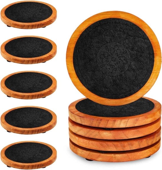 Sostegni in legno - Assorbenti e Antiscivolo - 5 Pezzi - Design Rustico - 10cm