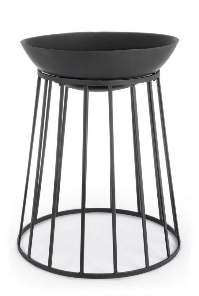 Set 2 Bracieri Acciaio Nero Moderno da Giardino 50 H63 - VULCANO