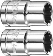 Set di chiavi a dente a 12 punte per 14mm - Stagno Vanadio Acciaio - Liscio - Adatto per chiave inglese - 2 pezzi