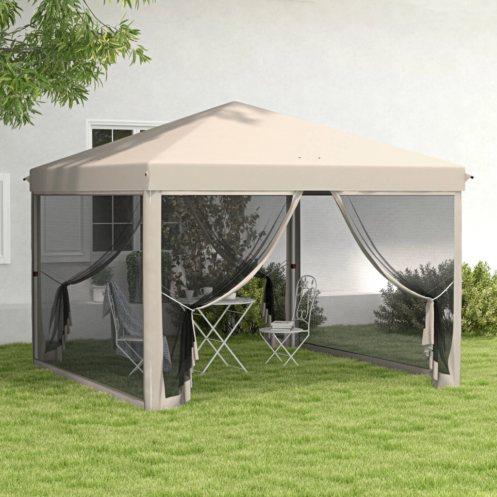 Gazebo Pieghevole Impermeabile ¨C Zephmum ¨C Grigio 3x3x2.65 m con Rete