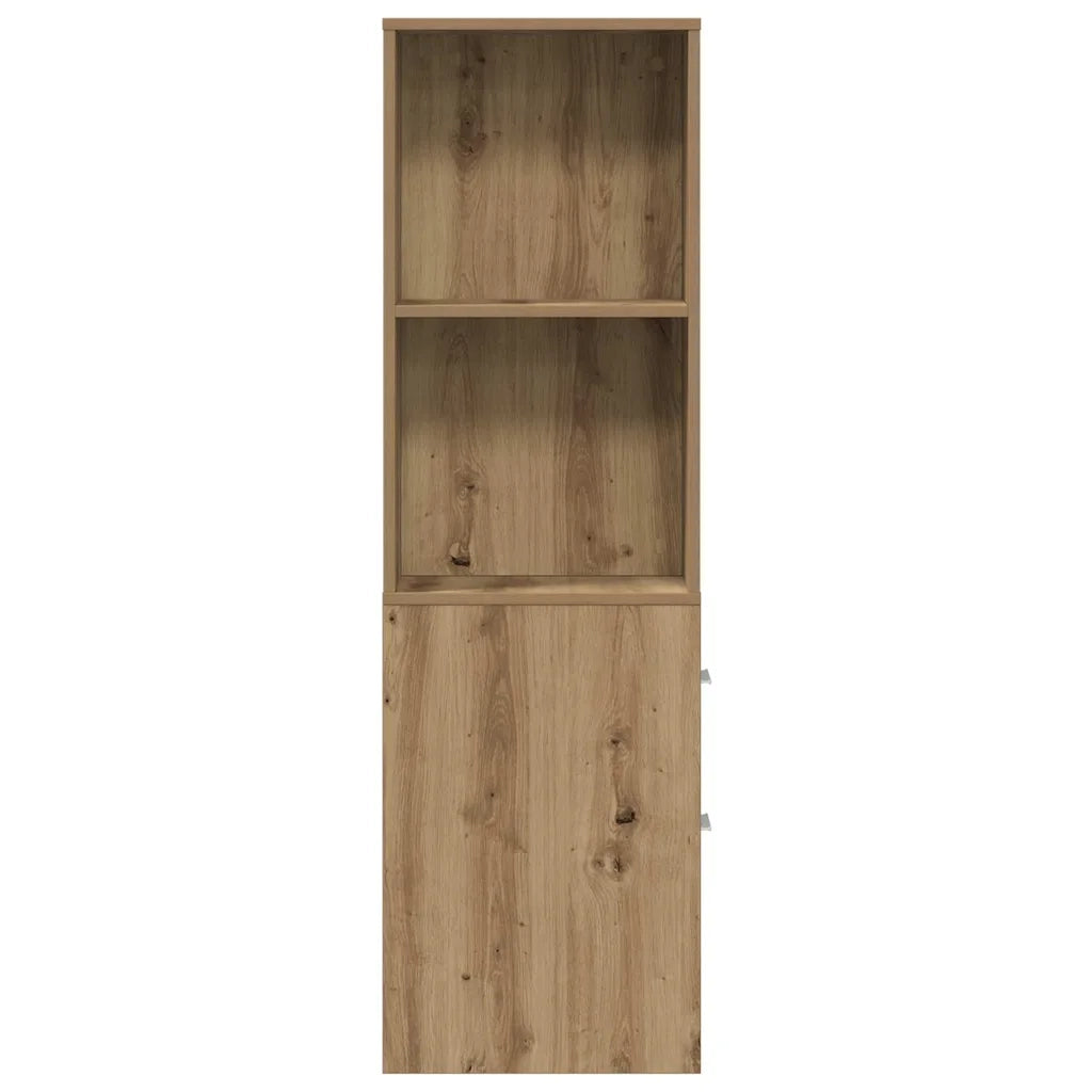 Mobile da Bagno Stretto con Ruote Rovere Artigianale Truciolato 855303