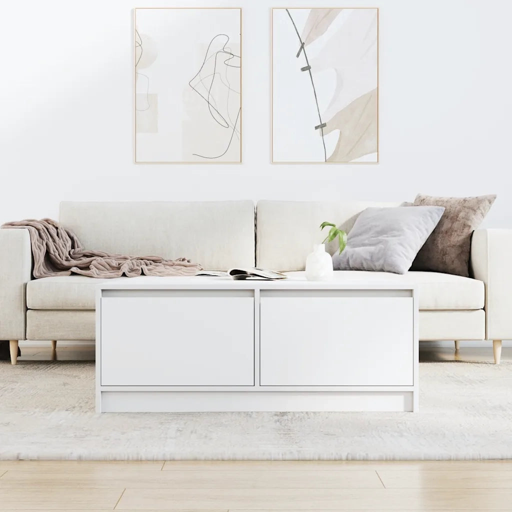 vidaXL Tavolino da Salotto con Cassetti Bianco 100x100x40 cm