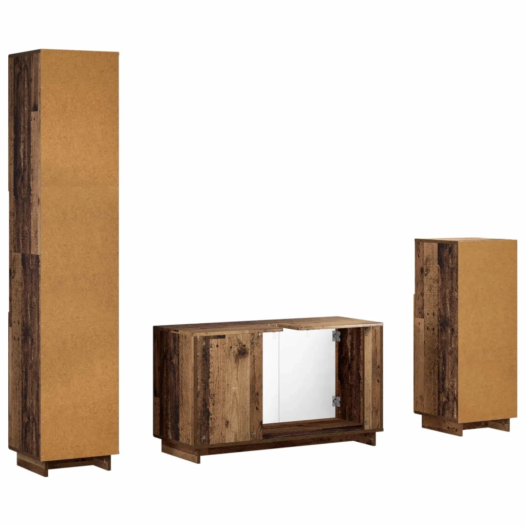 Set mobili da bagno 3 pz Legno antico Legno ingegnerizzato 3433062