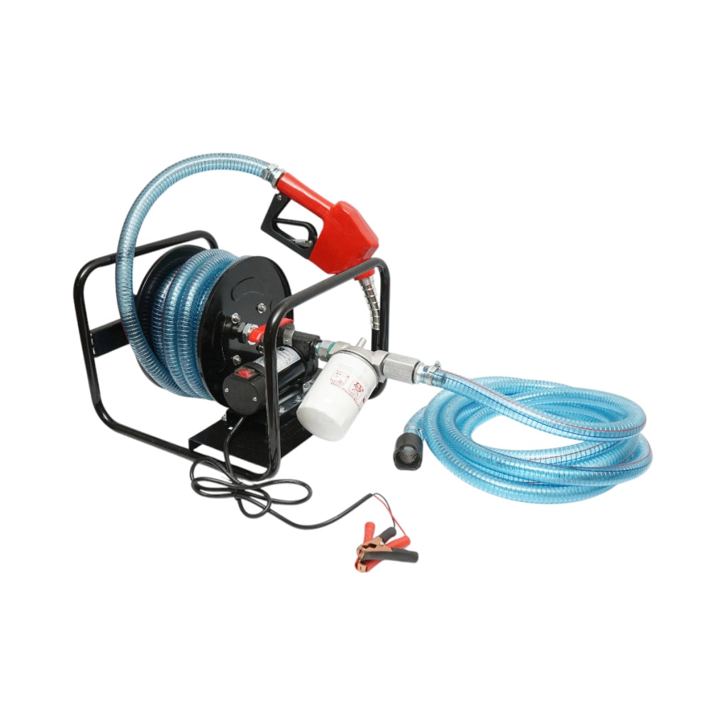 Pompa di trasferimento carburante mobile 12V, portata 40 L/min con tubo flessibile e filtro Breckner Germany
