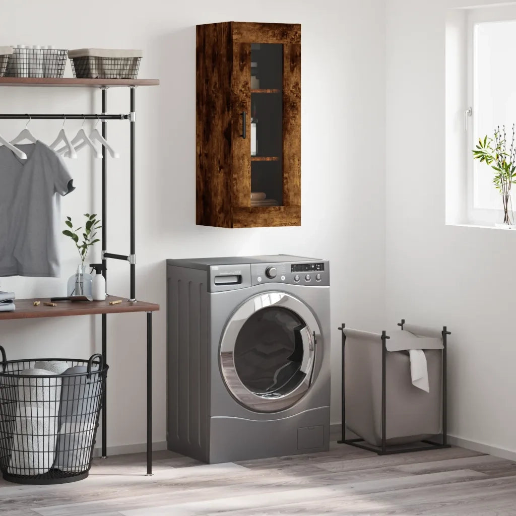 Armadietto a Muro | Mobile a Parete Rovere Fumo 34,5x34x90 cm