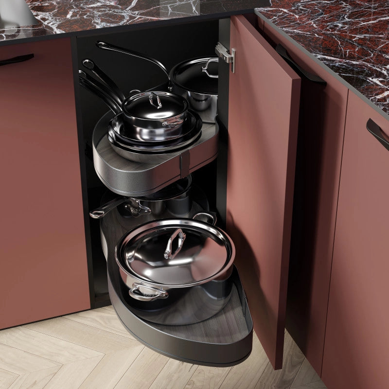 Carrello estraibile Harmony con chiusura soft, Modulo larghezza 300mm altezza 800mm, Acciaio e Legno, Grigio antracite