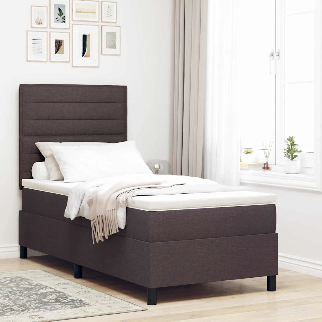 Letto a molle con materasso Marrone Scuro 80 x 200 cm Tessuto 3339269