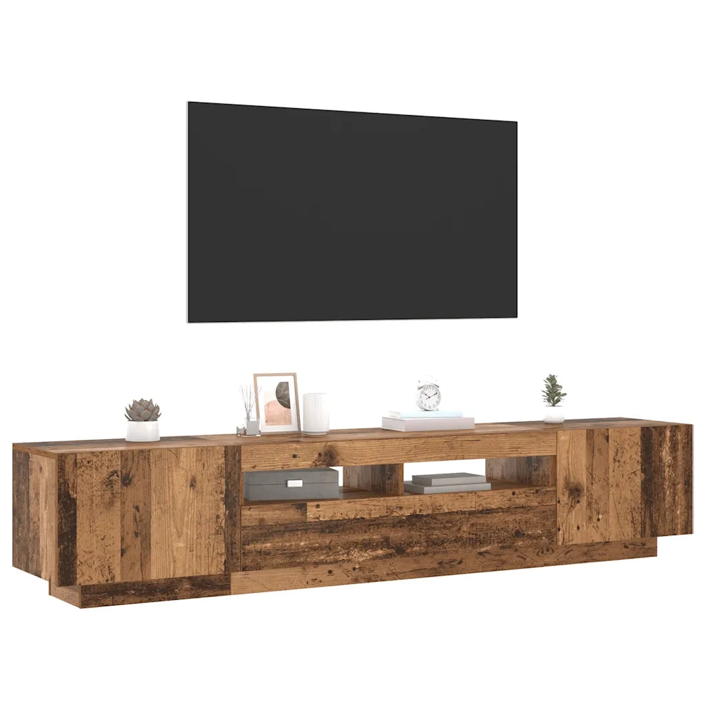 Mobile Porta TV con LED Legno Antico 200x35x40 cm Truciolato