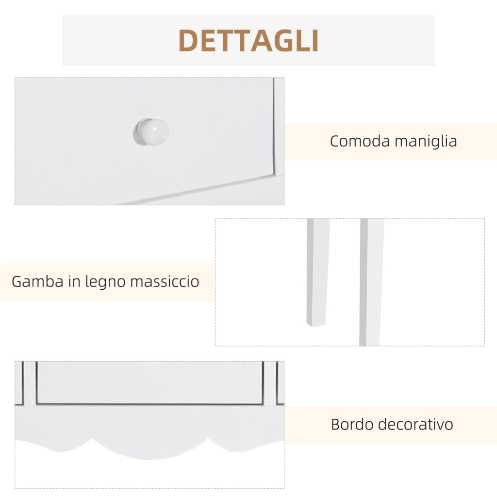 Tavolo Consolle Moderno da Ingresso in MDF con 3 Cassetti, 100x32x85 cm, Bianco