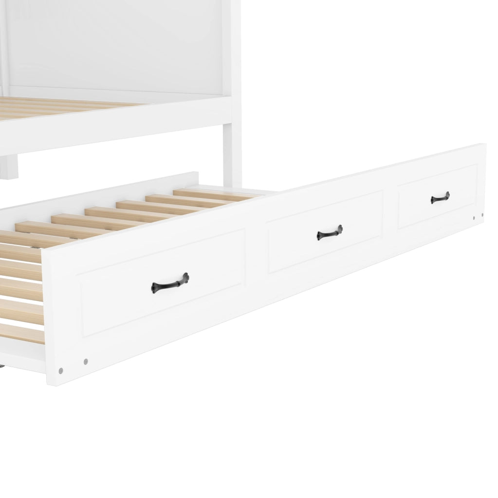 Divano letto estraibile 90x200 cm con LED; prese e USB; contenitore laterale; bianco