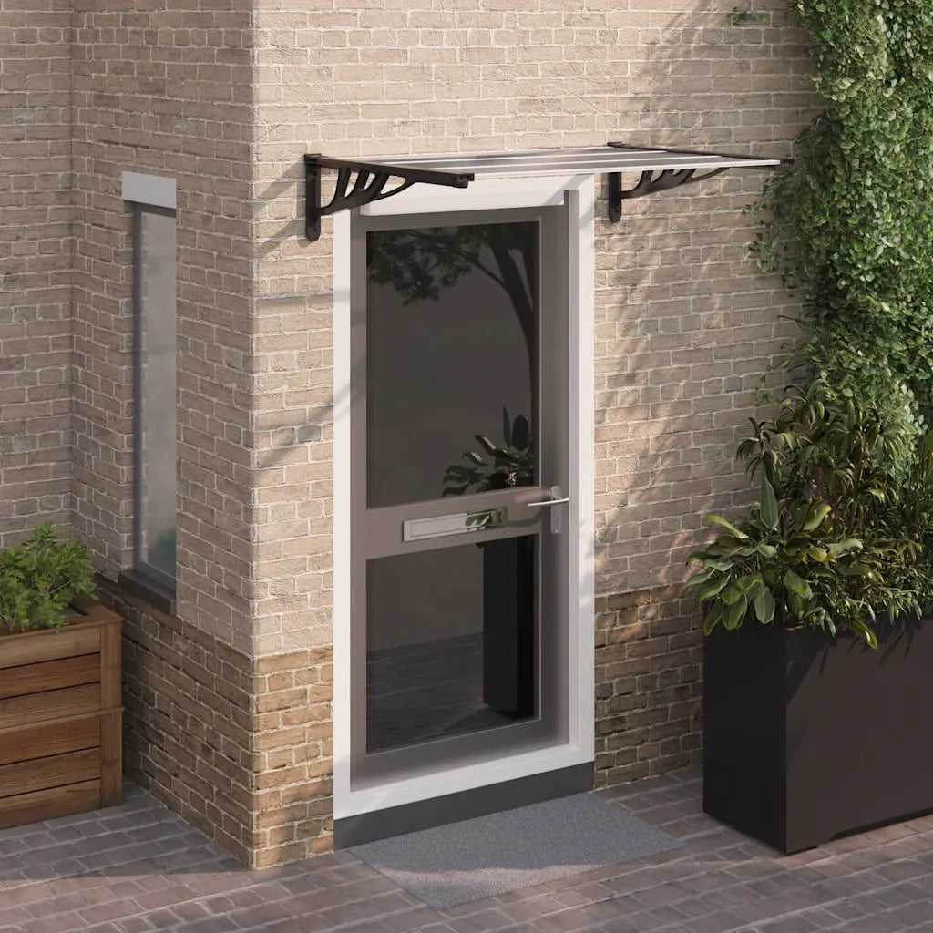 Tettoia per Porta Nero e Trasparente 122x90 cm in Policarbonato CFW1913505