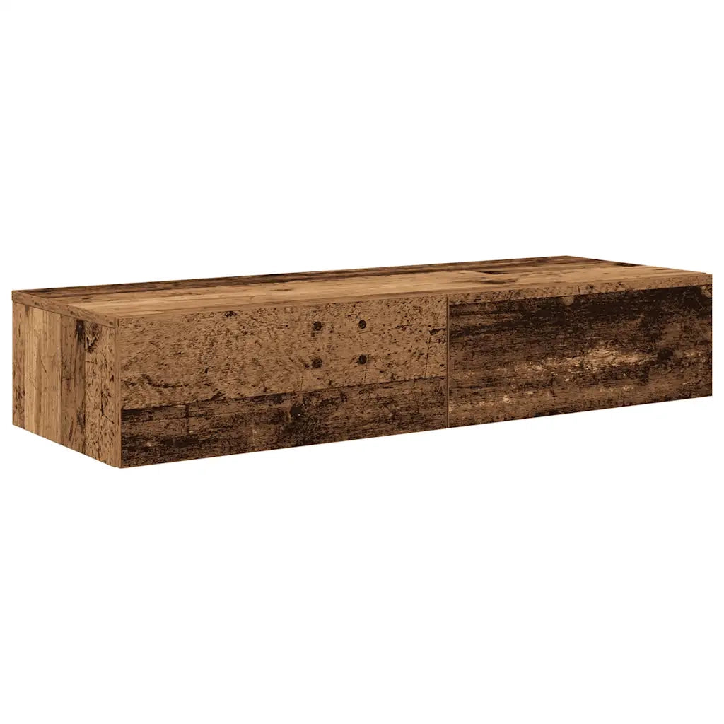 Scaffale a Parete con Cassetti Antico 100x36x19cm in Truciolato 859993