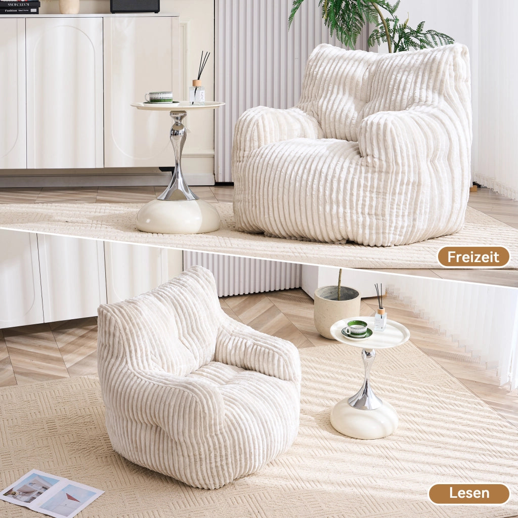 Poltrona Sacco Imbottita in Tessuto a Coste ¨C MINIMAL ¨C Beige