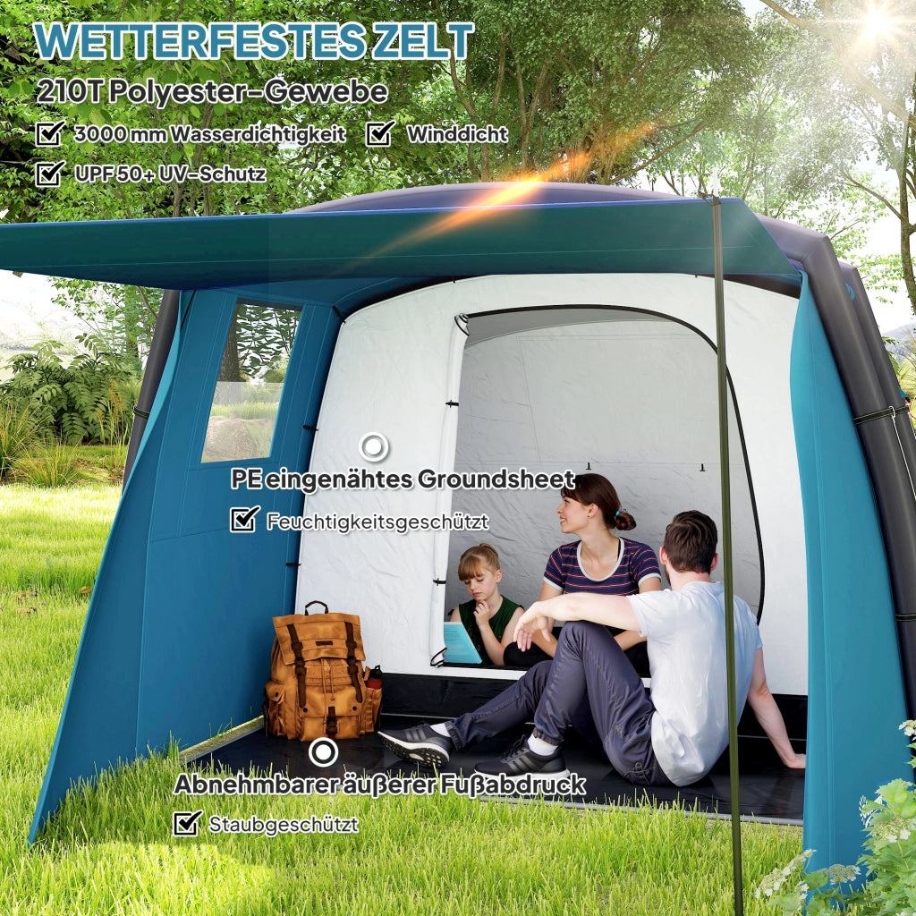 Tenda da campeggio gonfiabile tunnel 3-6 persone ¨C Zephmum ¨C Blu 440x280x195 cm