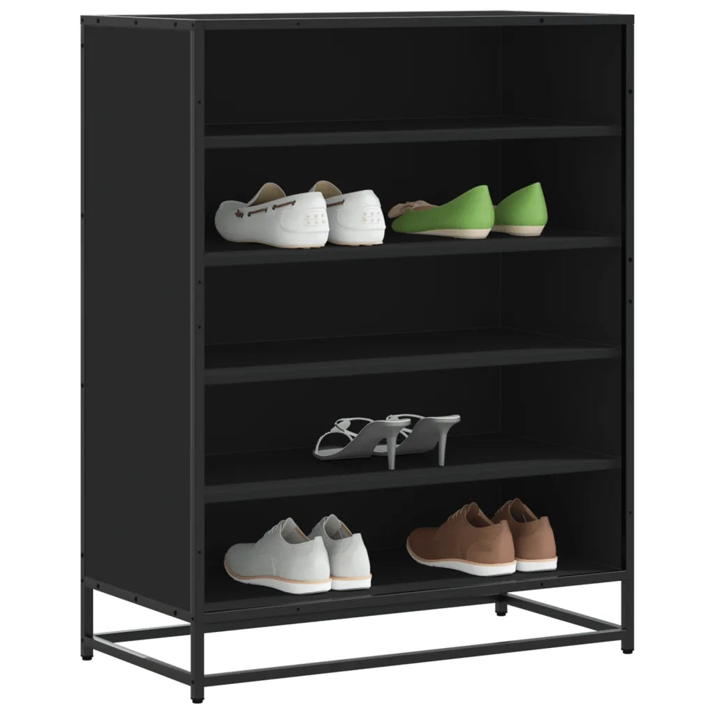 Scarpiera-Scaffale per scarpe Nera 75x38x97,5 cm in Truciolato e Metallo 726436