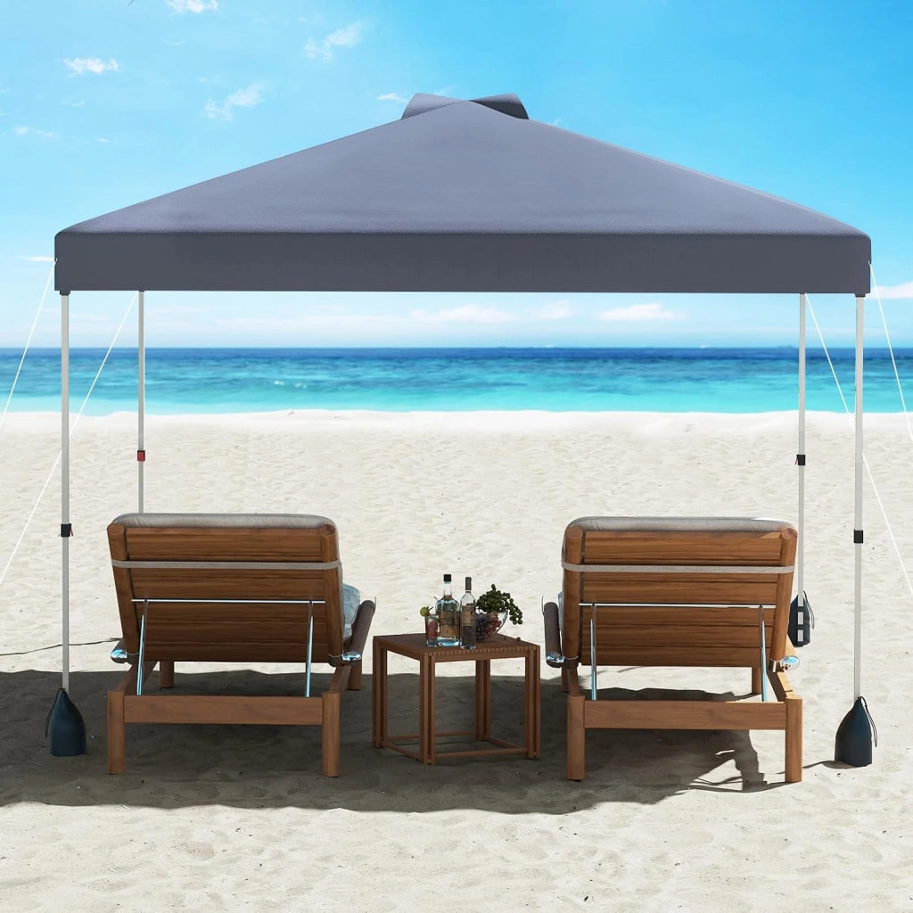 Gazebo Pieghevole 3 x 3 m, Gazebo da Esterno con Borsa con Ruote, Picchetti, Ancoraggi, Corde del Vento, Sacchi di Sabbia e Copertura Ventilata, Tendone Impermeabile per Feste (Grigio)