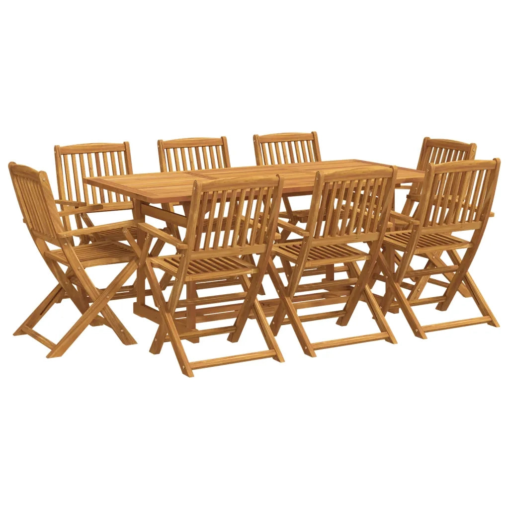 Set da Pranzo da Giardino 9pz 180x90x75cm Legno Massello Acacia