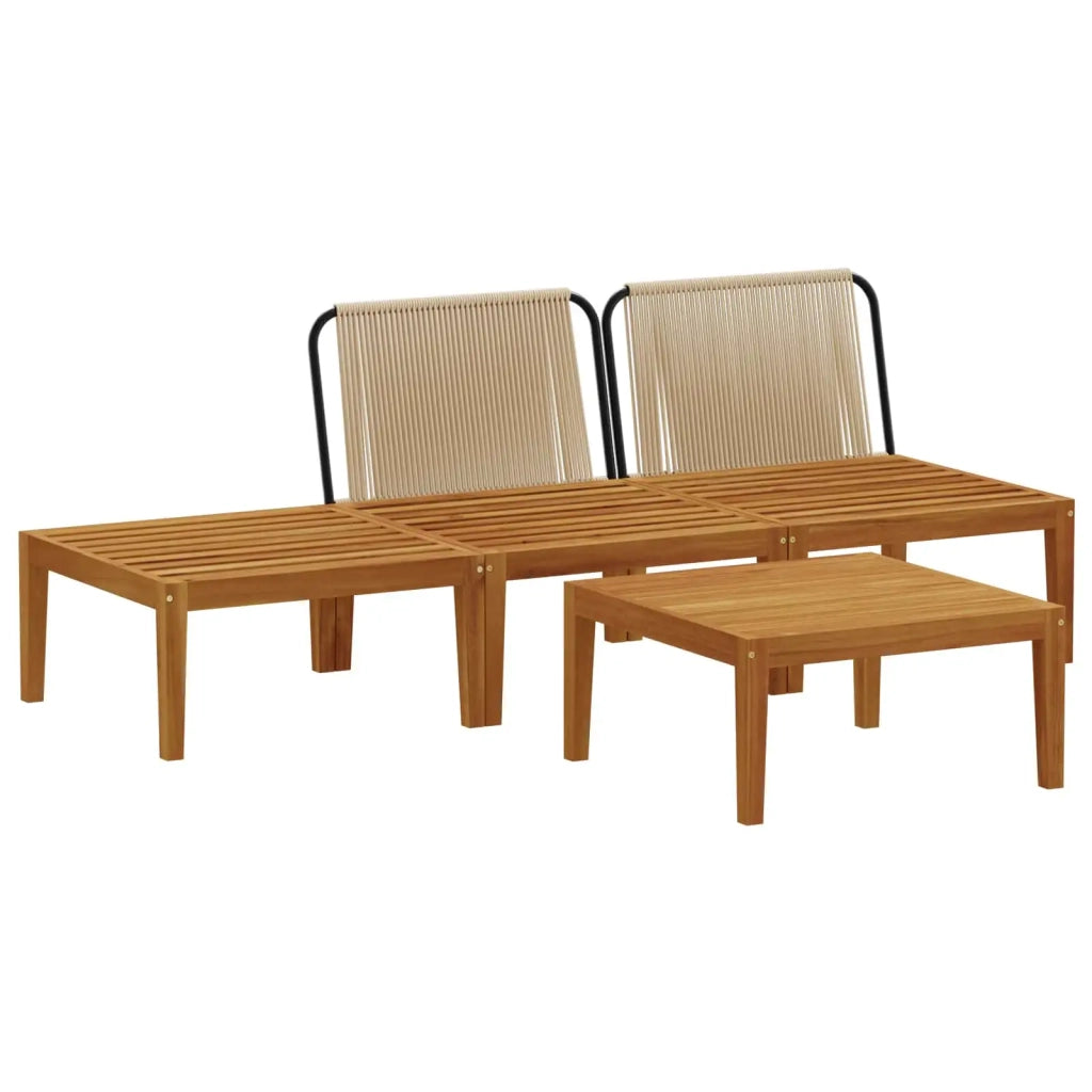 4 pcs Legno massiccio di acacia e corda Naturale 3407788