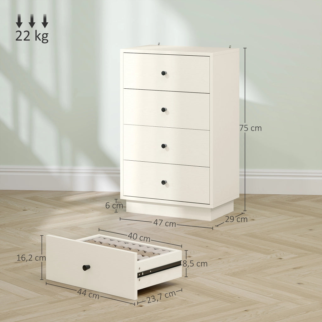 Cassettiera 4 cassetti moderna ¨C Xylo ¨C crema 47x29x75 cm