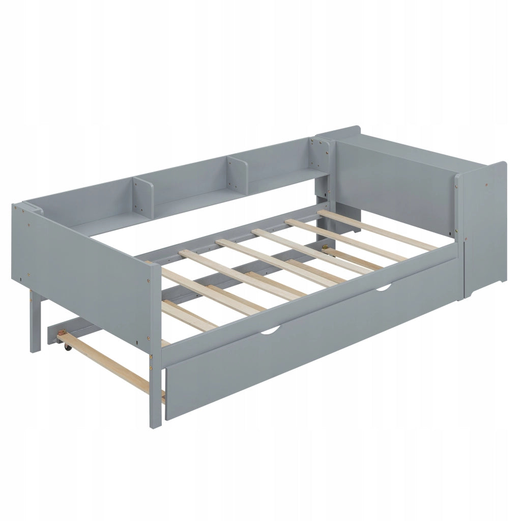 Letto singolo con scrivania e scaffali - Xylo - 90x200 cm - Grigio