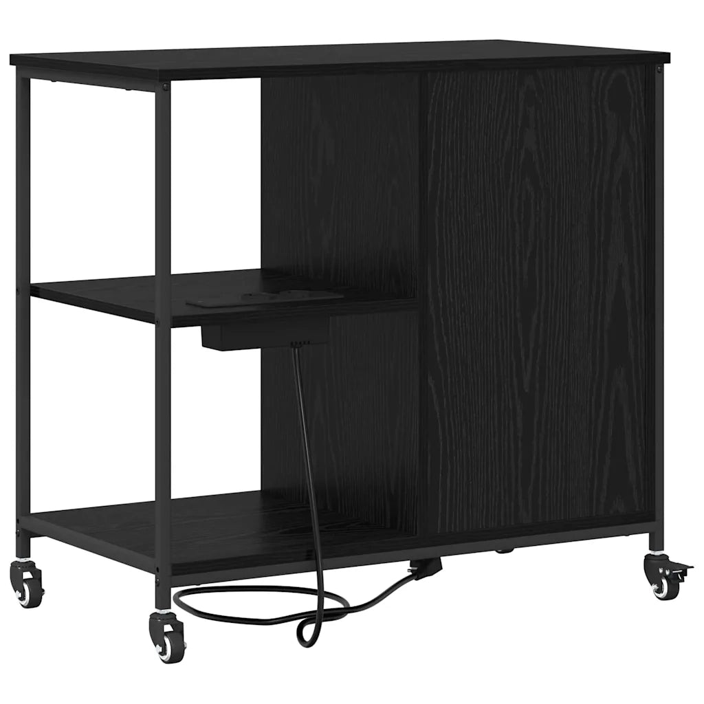 Cabina con Stazione di Ricarica Rovere Nero 76 x 41 x 72 cm 859835