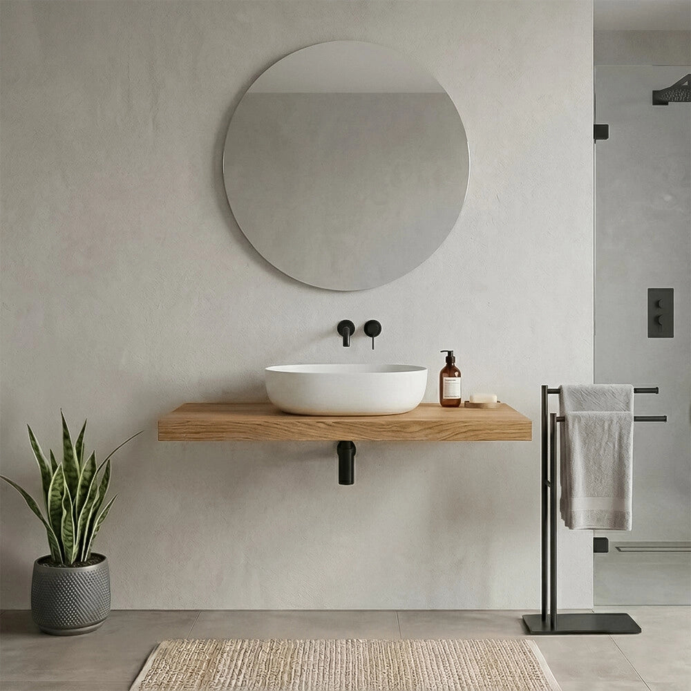 Mensolone bagno 120 cm in legno effetto rovere naturale Levia