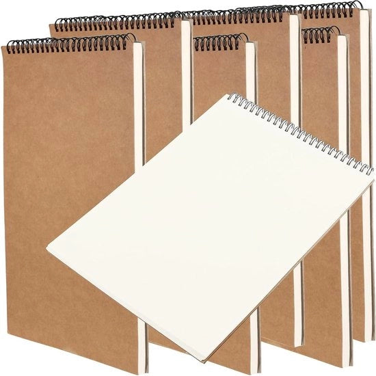 Set di 6 Blocchi da Disegno 160 gsm - Formato A4 - 60 Fogli - 30 Veline - Copertina Rigida - Rilegatura Orizzontale Aquarello