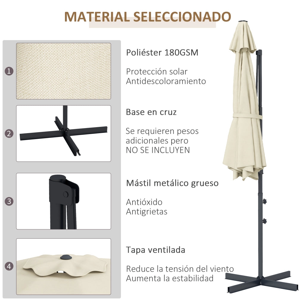 Ombrellone da Giardino Regolabile ¨C zephmum ¨C Crema ?294x242 cm