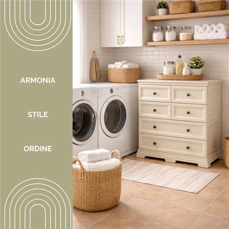 CASSETTIERA 6 CASSETTI ANGORA 79X43X85,5 CM – MOBILE ORGANIZZAZIONE CASA CON 4 CASSETTI PICCOLI E 2 GRANDI PER ZONA GIORNO E INGRESSO
