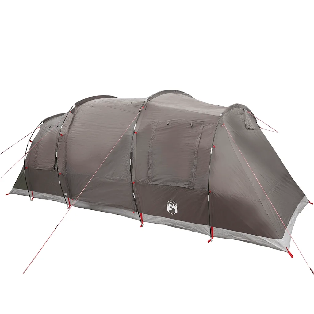 Tenda Familiare a Tunnel per 6 Persone-Tenda da campeggio Marrone Impermeabile 341077