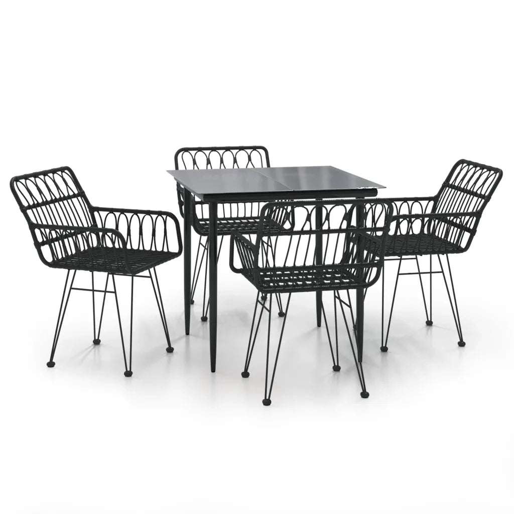 Set da Pranzo da Giardino 5 pz Nero in Polyrattan cod mxl 35470
