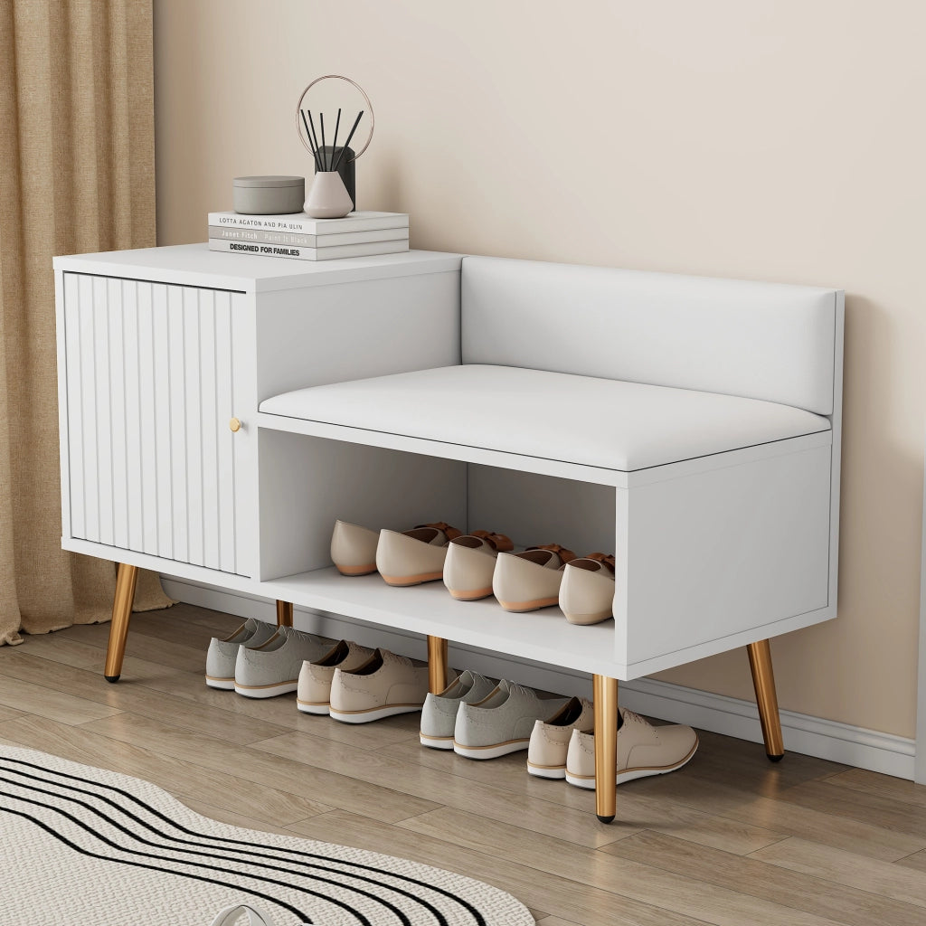 Mobile ingresso con vano contenitore e seduta imbottita - per ingresso - 100×38×58 cm - bianco