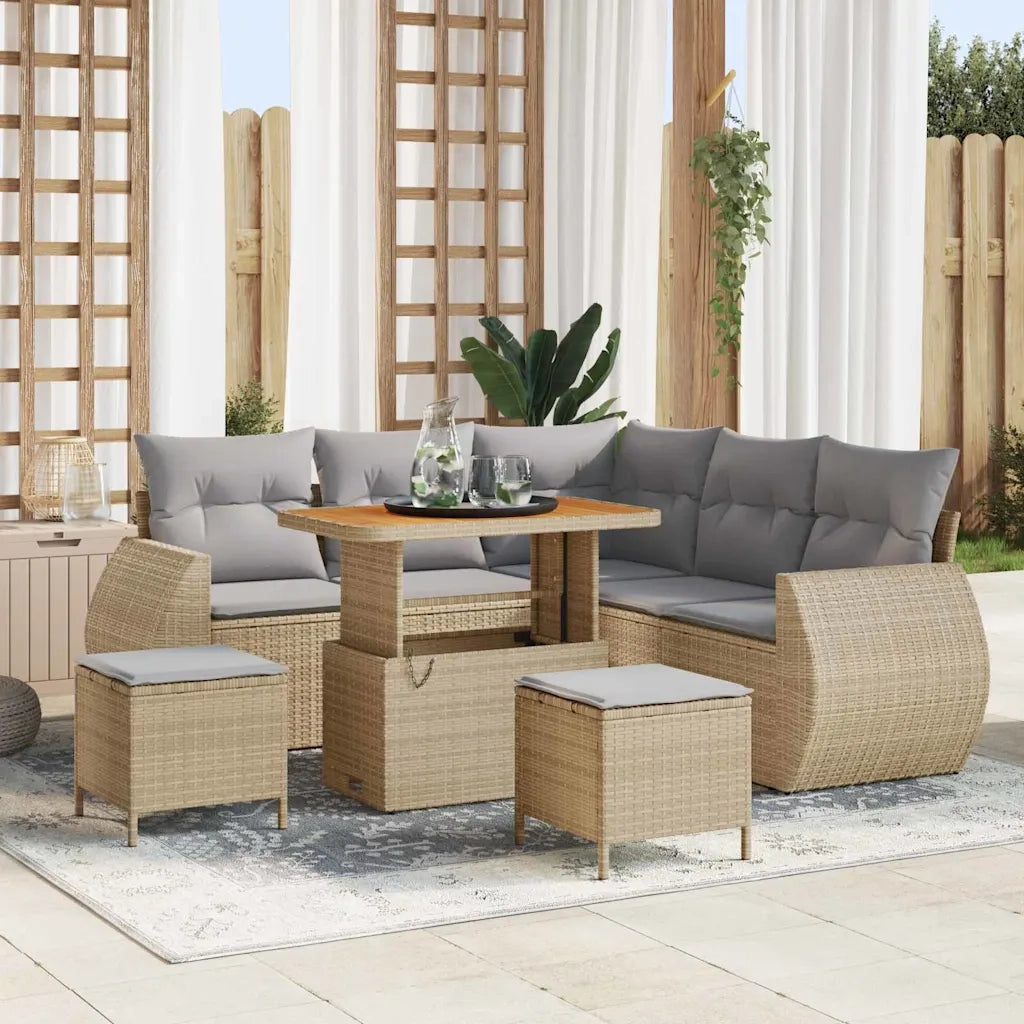 Set Divano da Giardino con cuscino 8 pcs beige e grigio chiaro 3363827
